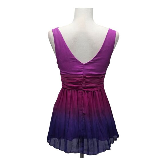 NEXT Ombré Babydoll Tunic Top Pink Purple Gradient V-Neck Empire Waist UK 8/US 4 - Picture 7 of 9